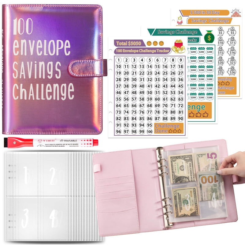 100 Days Envelope Savings Challenge (Pink Glitter)